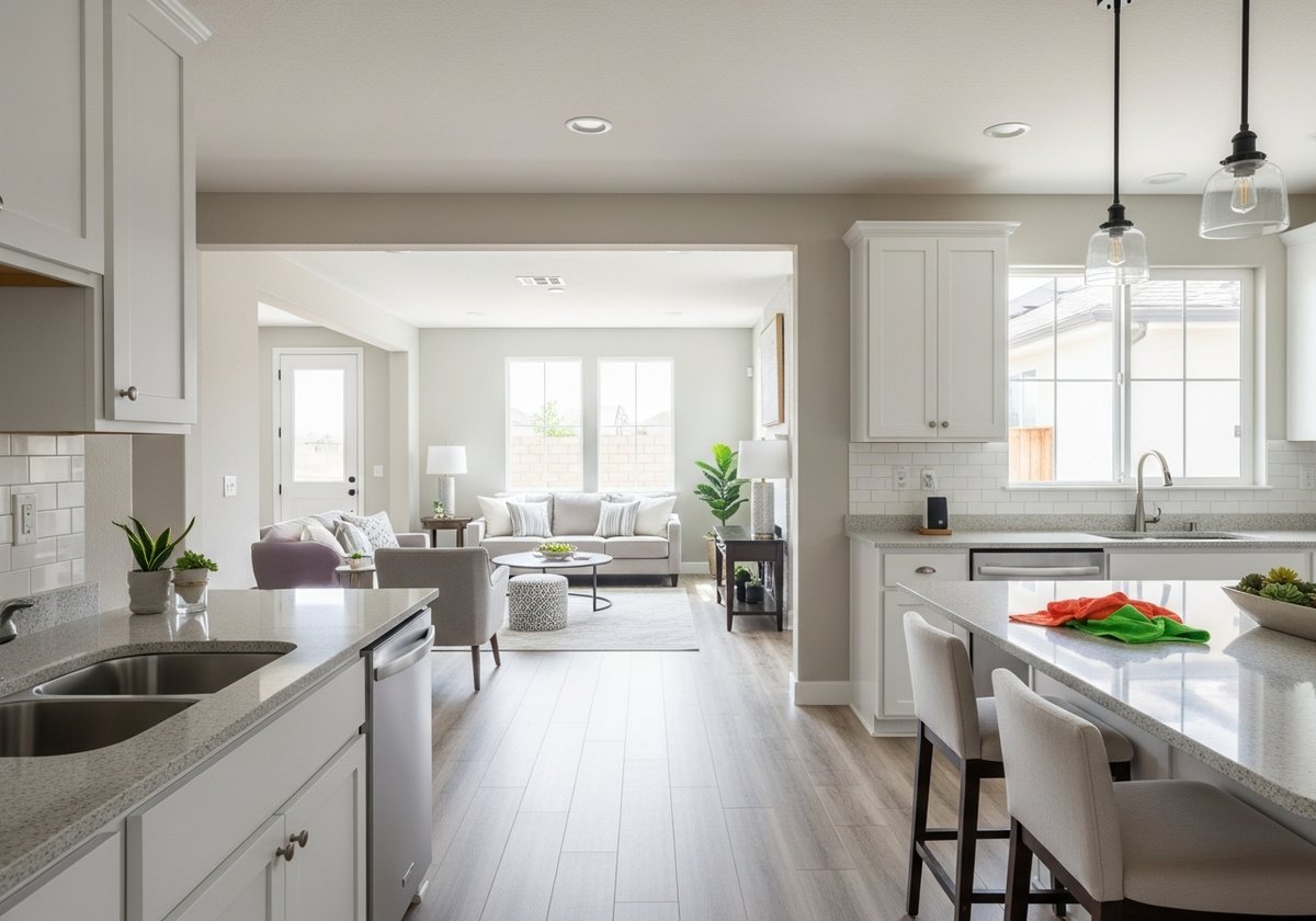 Professional maid service cleaning a home kitchen in Lathrop