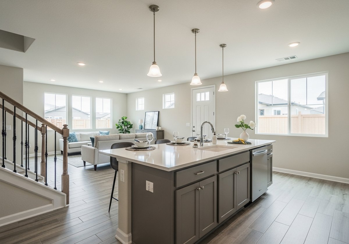 Professional cleaner performing post construction cleaning in a new home in Lathrop's River Islands neighborhood