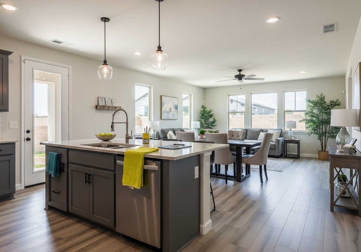 Professional cleaner performing post construction cleaning in a Riverbank home